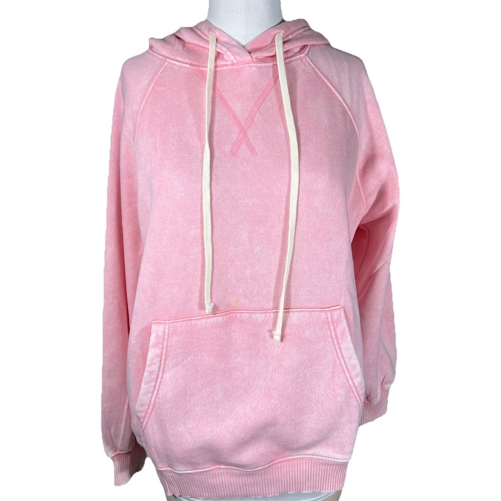 Zenana Mineral Wash Hoodie Trendy Kangaroo Pocket Pink Medium Super Soft NWOT